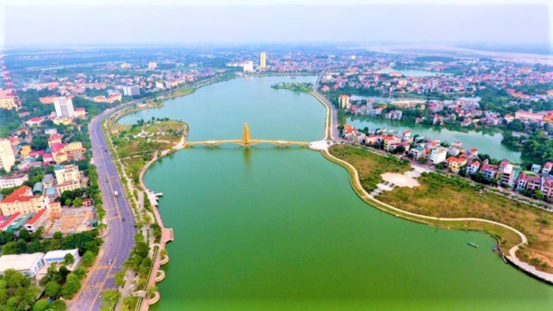 Hồ Văn Lang, thành phố Việt Trì nhìn từ trên cao đẹp lung linh